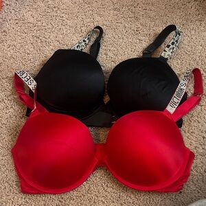 Victoria's Secret Red and Black Bra Duo